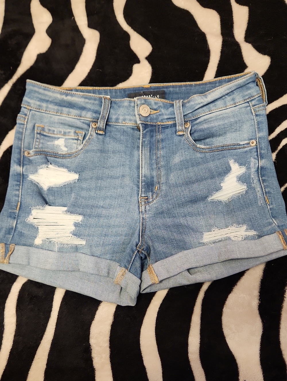 Aeropostale Light Blue Distressed Denim Shorts